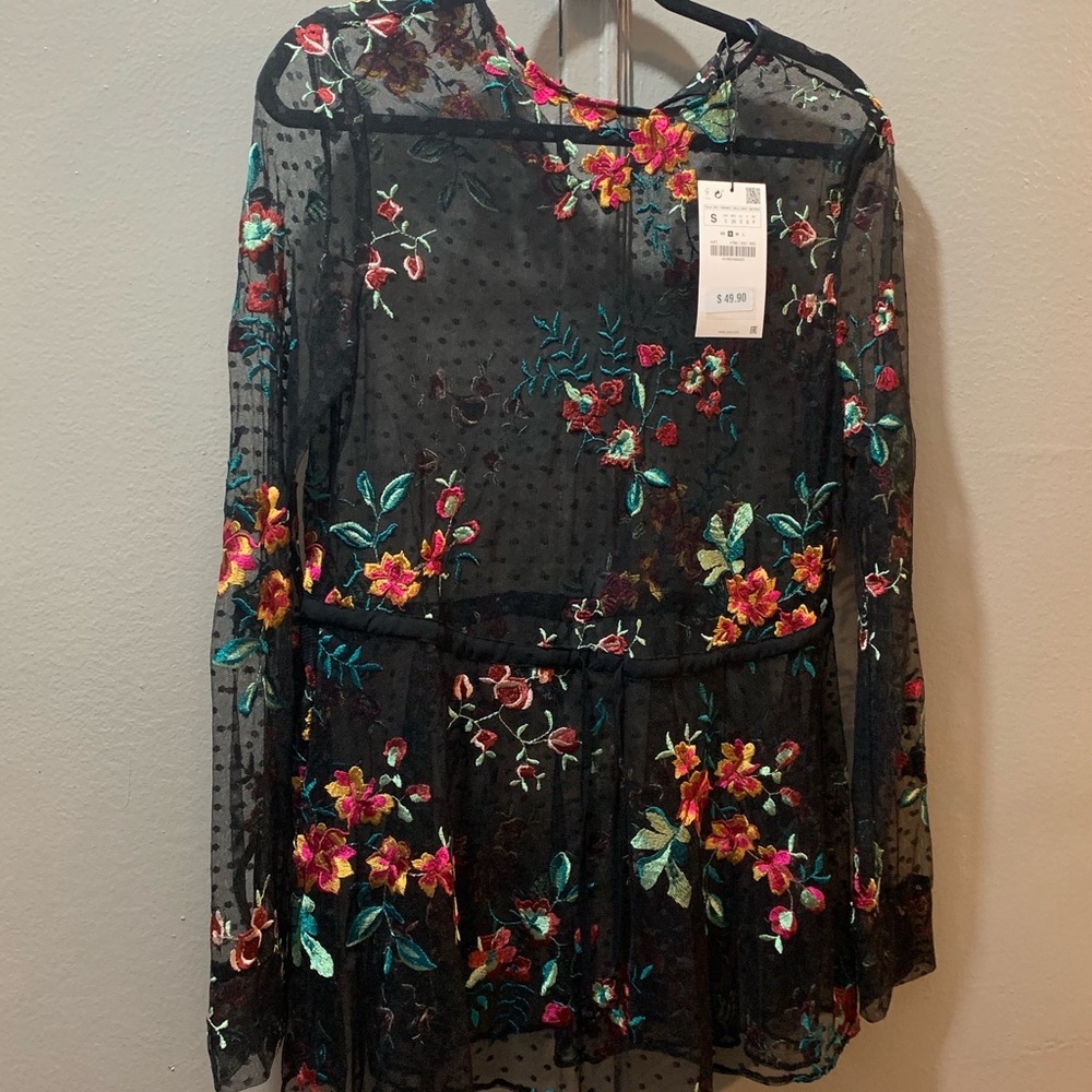 Sheer Floral Tunic